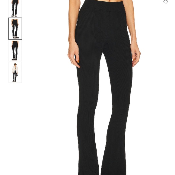 Rag & Bone Carrie Ribbed Flare Leg Stretchy Pants In Black - Picture 1 of 6